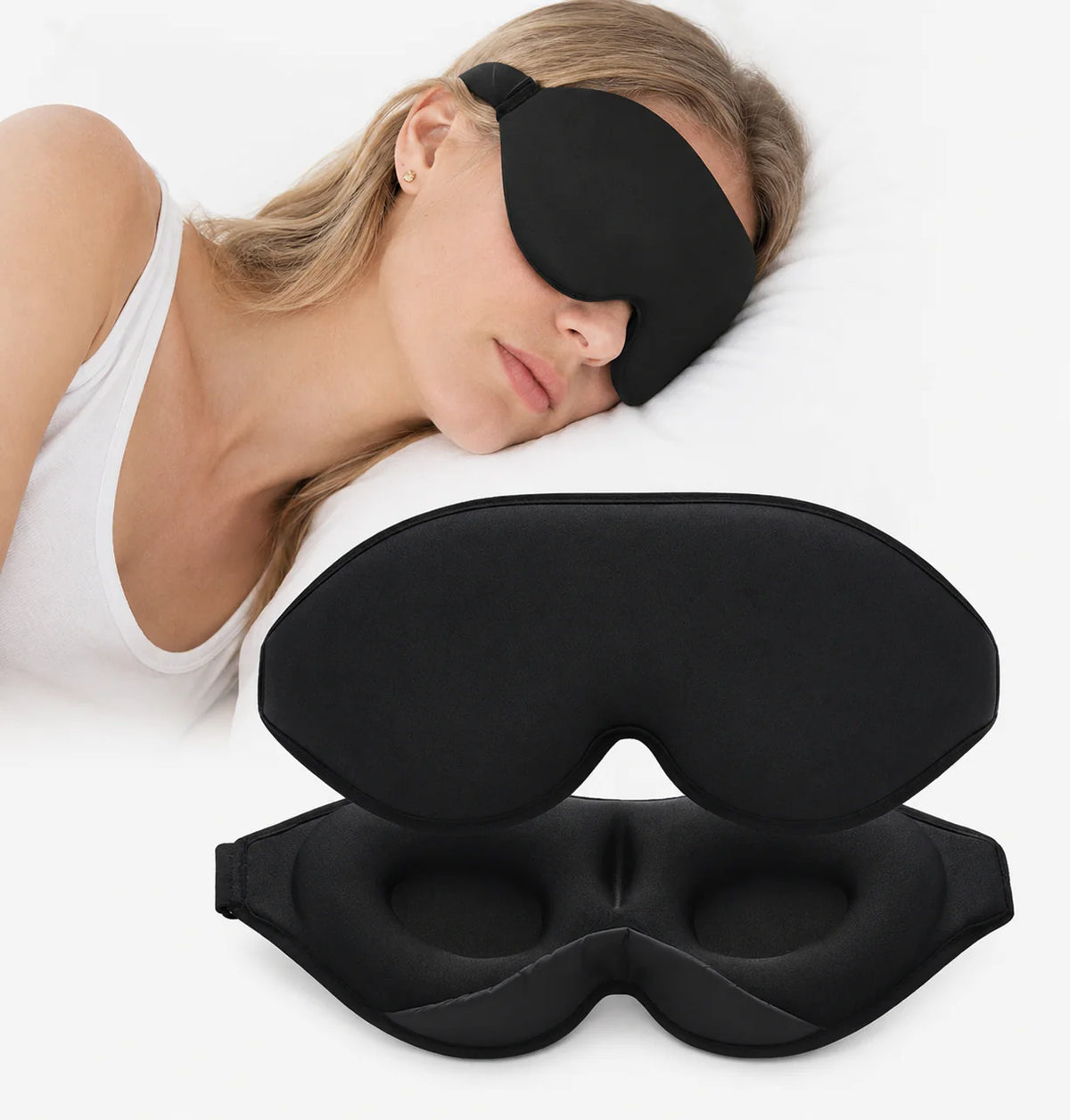 Sovmask med total mörkläggning och justerbart band