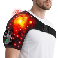 Trådlöst axelbälte med vibrationsmassage och rödljusterapi