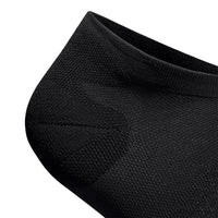 Närbild på hälpartiet med Heel Protection-zonen, svart löparstrumpa