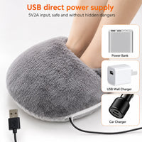Elektrisk USB-fotvärmare som kan drivas med powerbank, USB-laddare eller billaddare.
