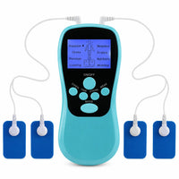 EMS massageapparat med fyra självhäftande elektrodpads och justerbara program.