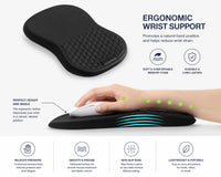Närbild av memory foam och den ergonomiska lutningen i handledsstödet