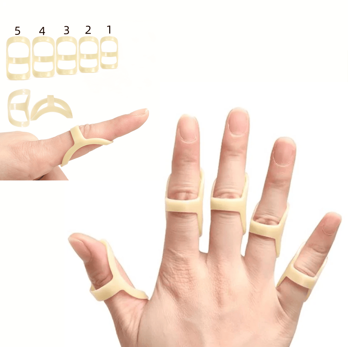 Justerbara fingerskenor i 5-pack för stöd och avlastning
