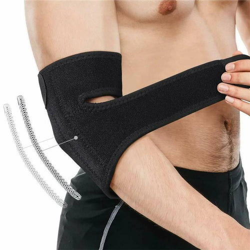 Justerbart armbågsstöd med kompression och kardborrelåsning