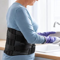 Justerbart ländryggsstöd med stabiliserande kompression