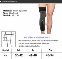 Långt elastiskt knästöd med kompression och värmande effekt