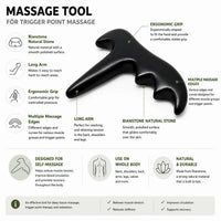 Ergonomiskt massageverktyg för triggerpunkts- och djupvävnadsmassage med flera massagekanter för nacke, rygg, axlar och ben.