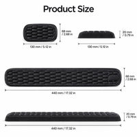 Storleksguide för ergonomiskt handleds- och musstöd i memory foam.