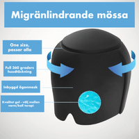 Migränlindrande kylmössa med gelkudde för huvud och ögon