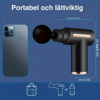 Kompakt mini massagepistol med utbytbara huvuden