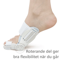 Stortåkorrigerare med roterbart stöd mot hallux valgus