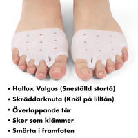 Tåseparerare i silikon för 5 tår mot hallux valgus (2-pack)