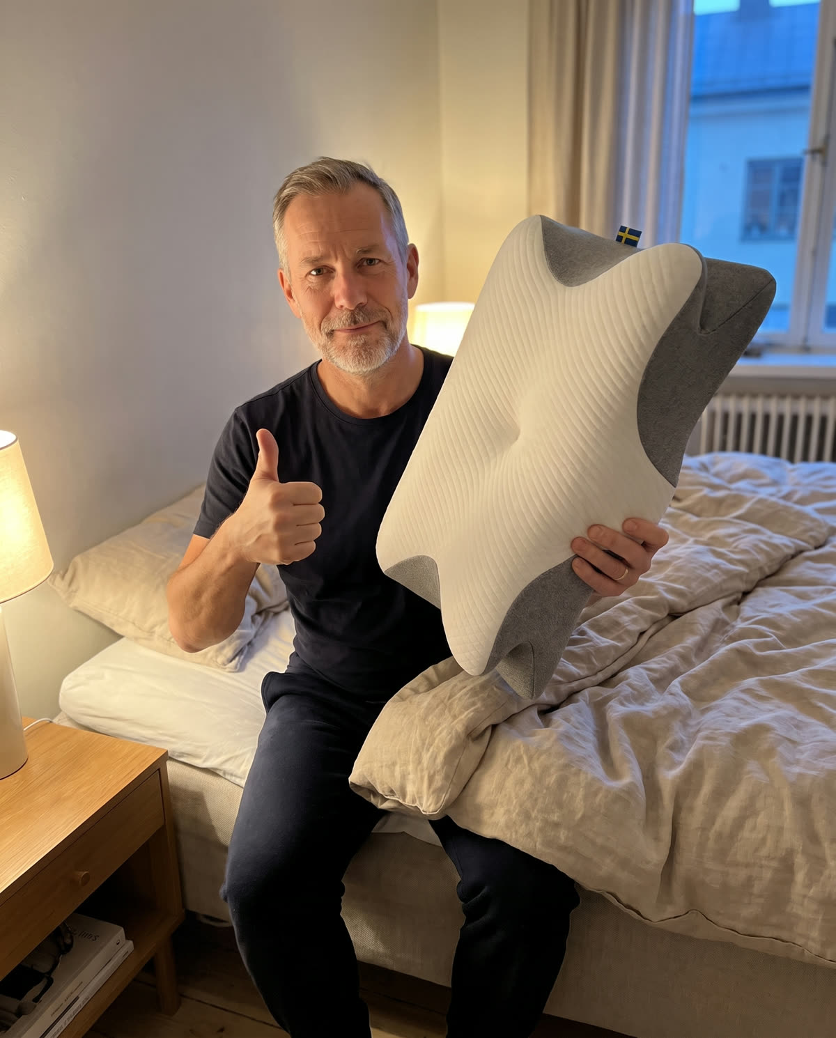 Kvinne sover på siden på sovepute
